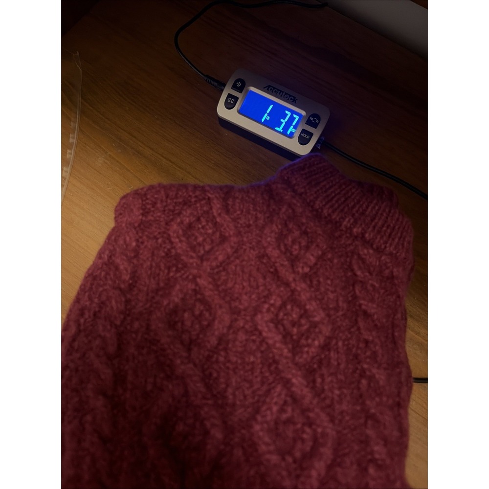 Shades Of Aran Burgundy Cable Knit Sweater 100% Merino Wool Kids Sm Outdoors - Picture 9 of 9